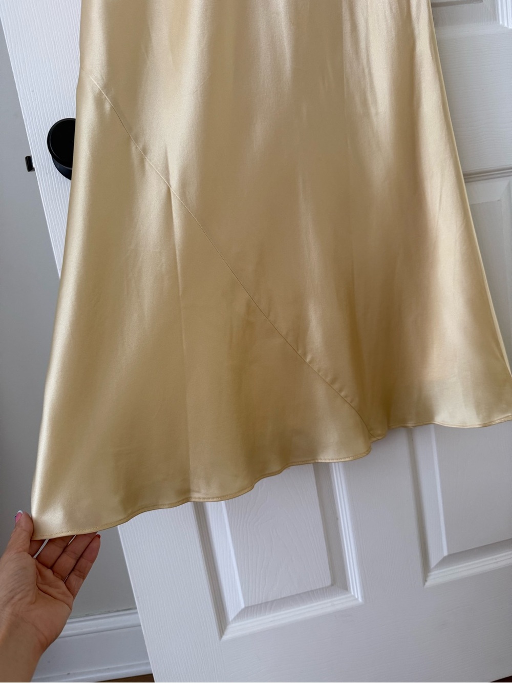 Reformation Lilibeth Silk Dress Detachable Sheer Cape Blonde - Picture 6 of 14